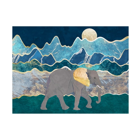 Trademark Fine Art Sarah Manovski Landscape elephant moonlit mountains Canvas Wall Art
