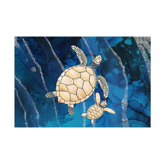 Trademark Fine Art Sarah Manovski Landscape gold turtles ripples Canvas Wall Art