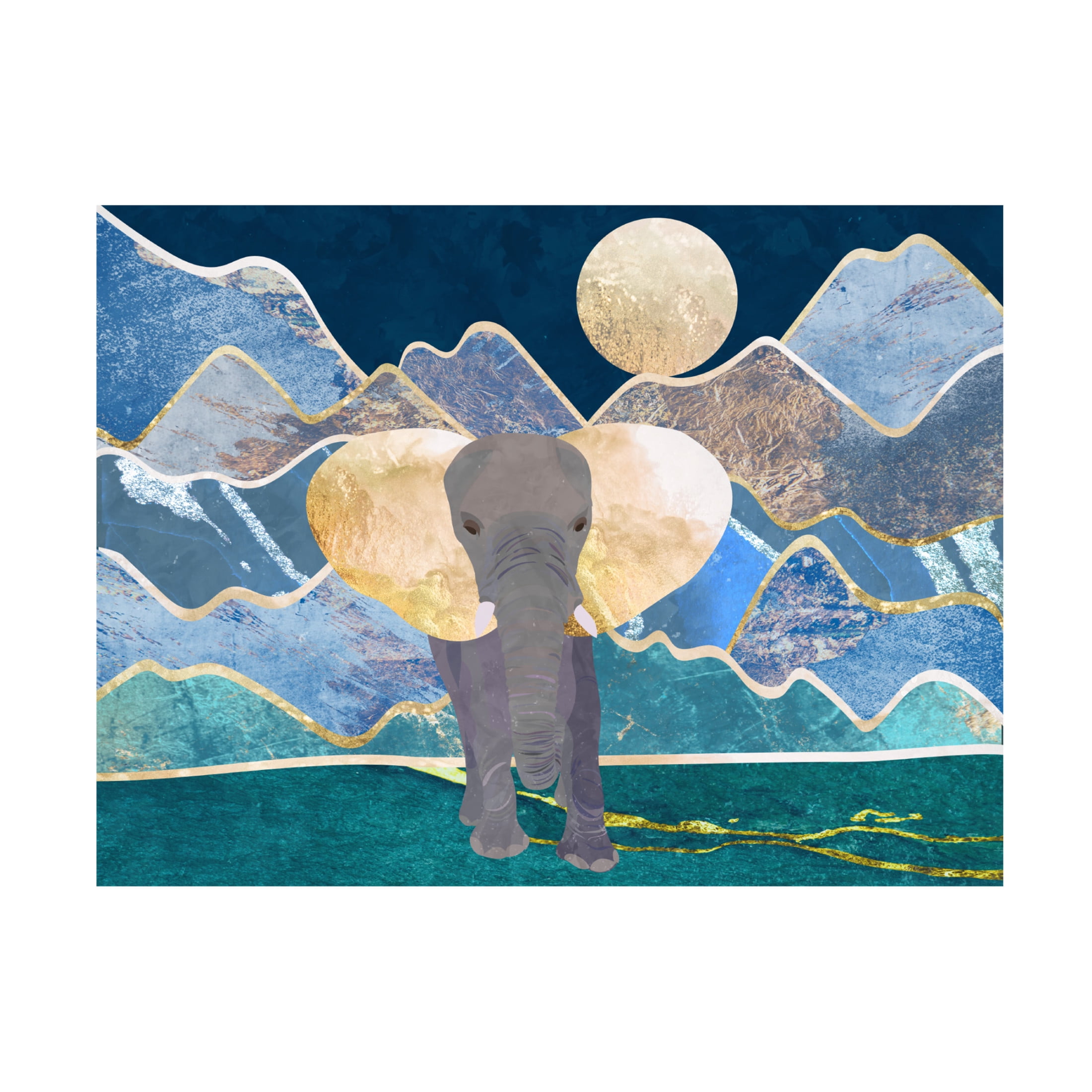 Trademark Fine Art Sarah Manovski Magestic elephant mountains landscape wall mural Canvas Wall Art