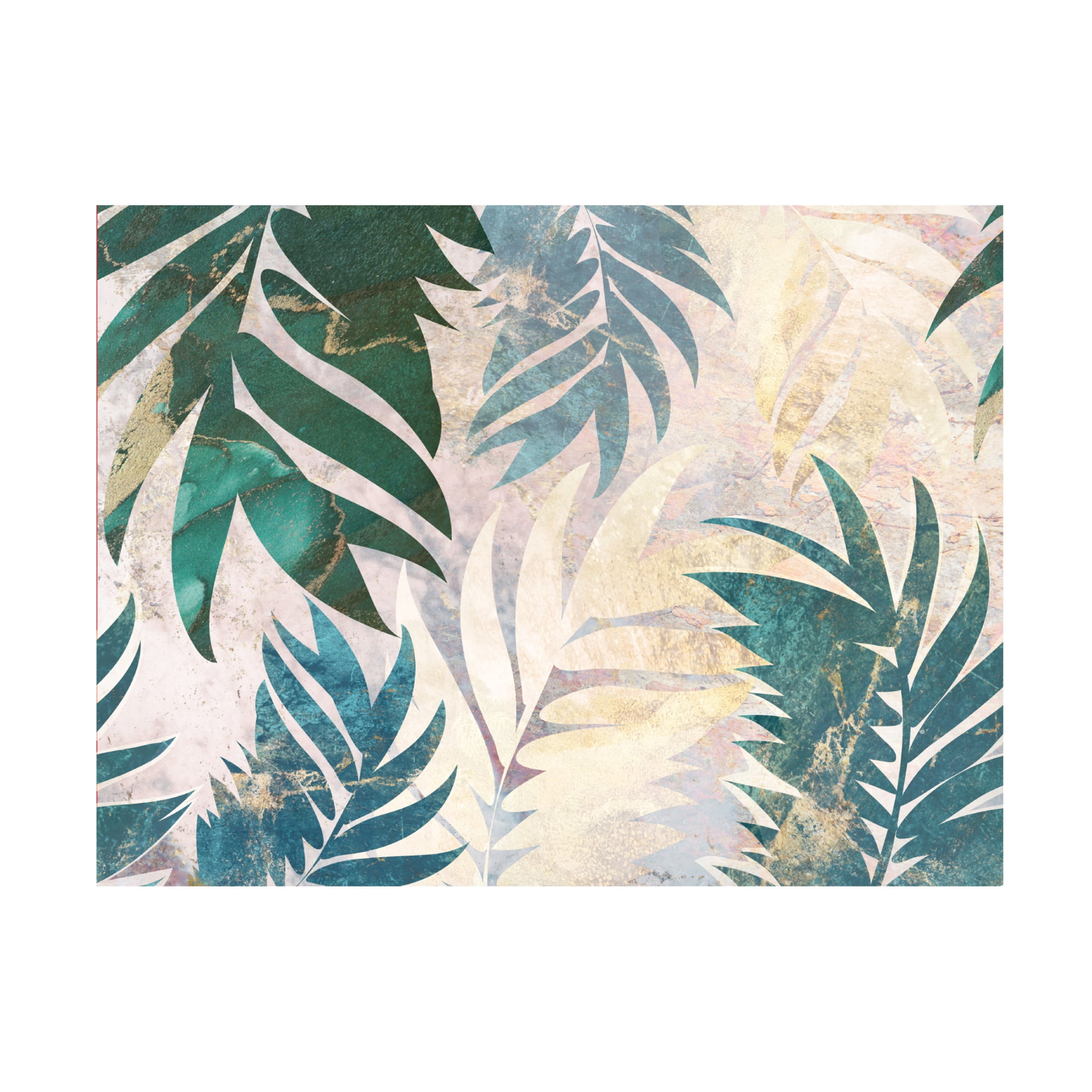Trademark Fine Art Sarah Manovski  Marble gold green leaves mural Canvas Wall Art