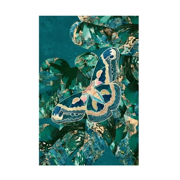 Trademark Fine Art Sarah Manovski Moth and Monstera Leaves Canvas Wall Art