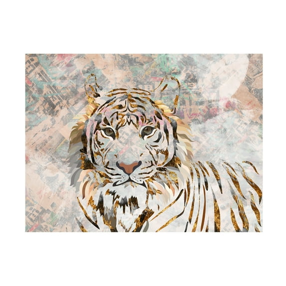 Trademark Fine Art Sarah Manovski Tiger grungy gold mural Canvas Wall Art