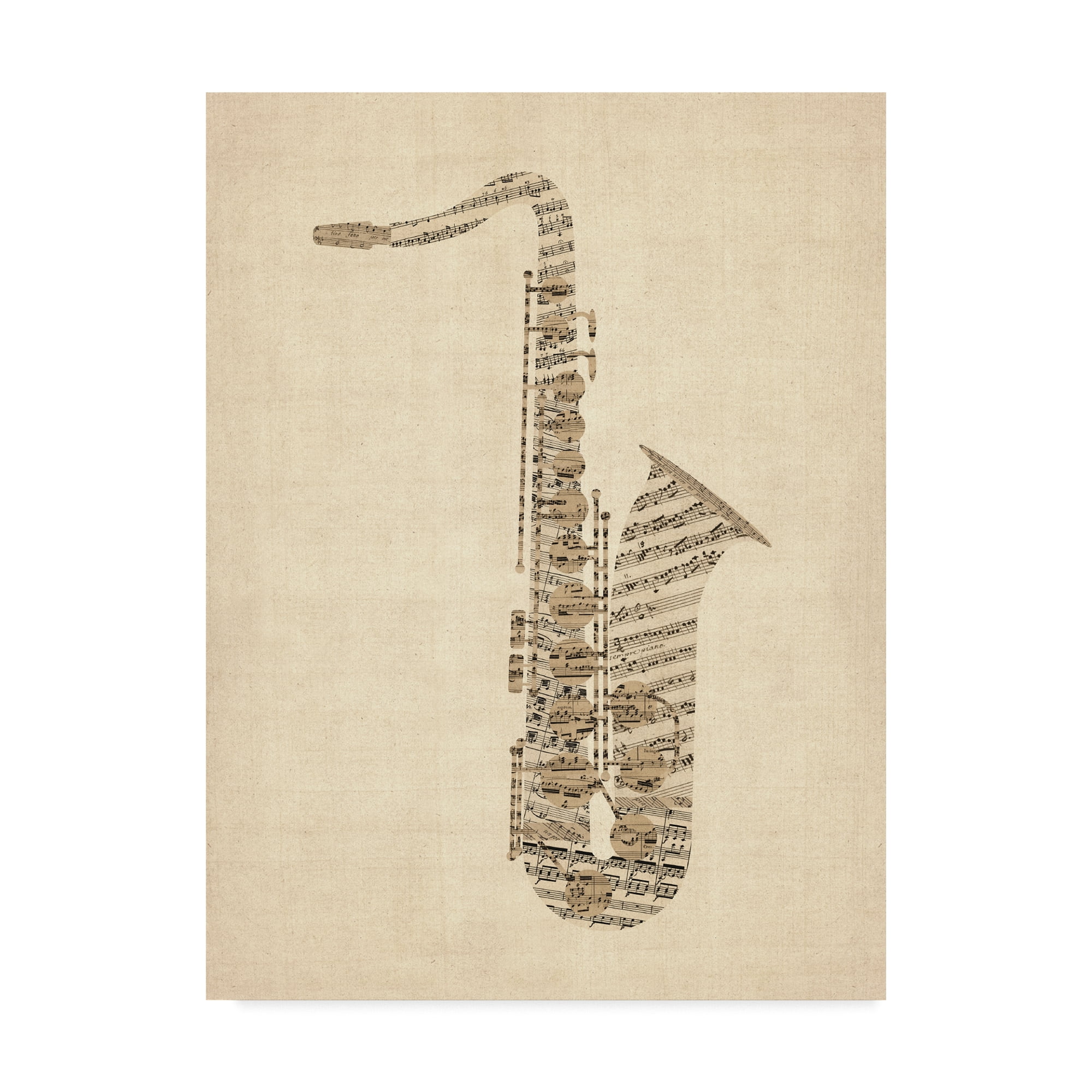 Trademark Fine Art 'Saxophone Old Sheet Music' Canvas Art by Michael Tompsett