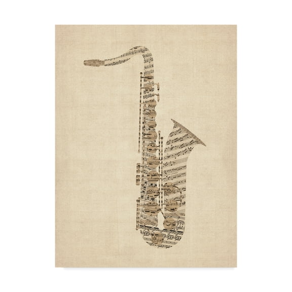 Trademark Fine Art 'Saxophone Old Sheet Music' Canvas Art by Michael Tompsett