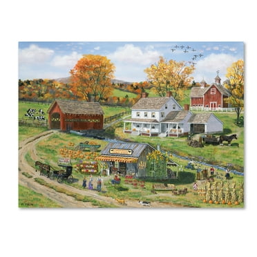 Trademark Fine Art 'Scarecrow Farm Stand' Canvas Art by Bob Fair