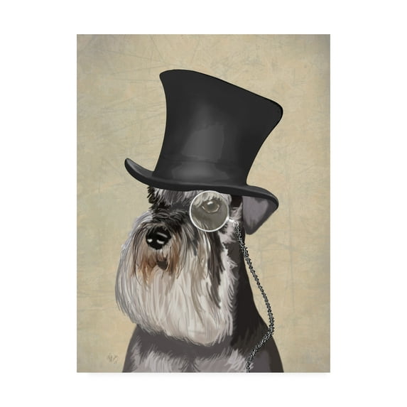 Trademark Fine Art 'Schnauzer, Formal Hound And Hat' Canvas Art by Fab Funky