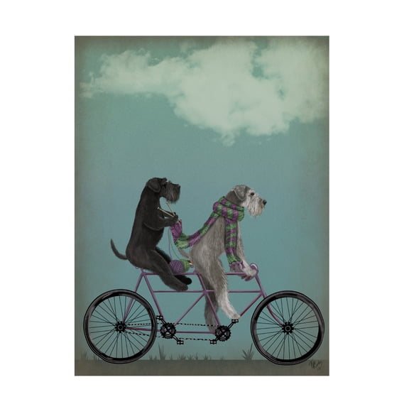 Trademark Fine Art Fab Funky Schnauzer Tandem Canvas Wall Art - 35x47
