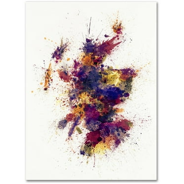 Trademark Fine Art "Scotland Paint Splashes Map 2" Canvas Art by Michael Tompsett