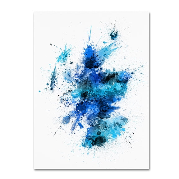 Trademark Fine Art "Scotland Paint Splashes Map II" Canvas Art by Michael Tompsett