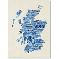 Trademark Fine Art Michael Tompsett Scotland Typography Text Map 2 Canvas Wall Art - 35x47