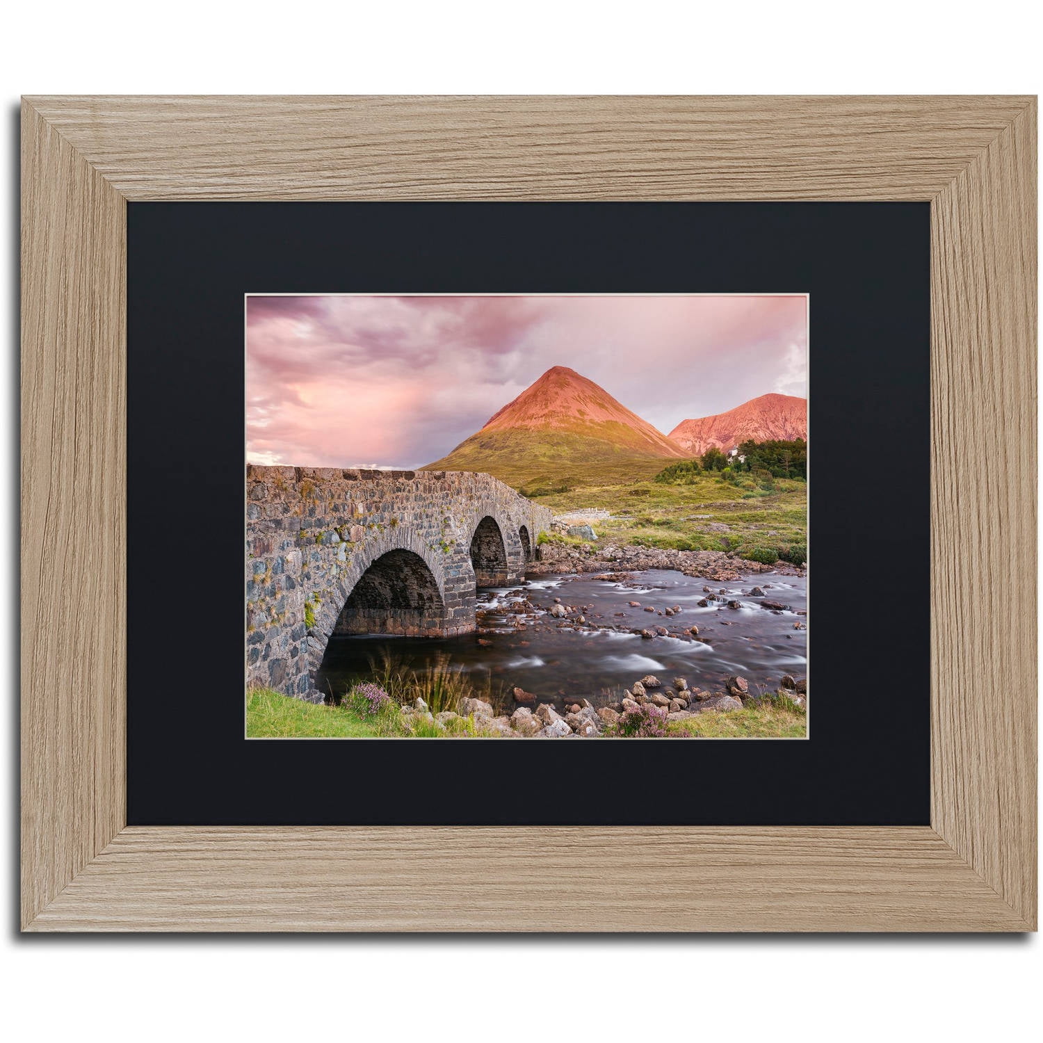 Trademark Fine Art "Scottish Bridge" Canvas Art by Michael Blanchette Photography Black Matte, Birch Frame
