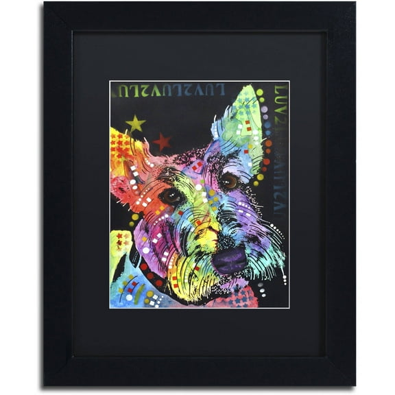 Trademark Fine Art "Scottish Terrier" Canvas Art by Dean Russo, Black Matte, Black Frame
