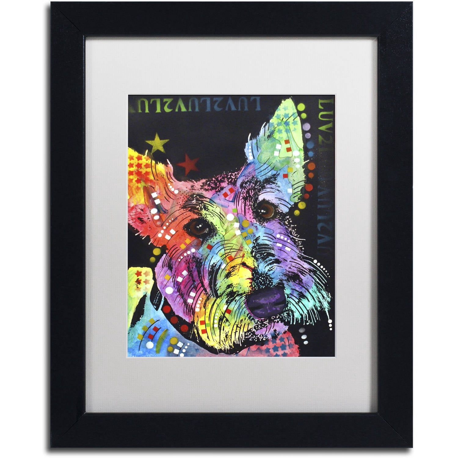 Trademark Fine Art "Scottish Terrier" Canvas Art by Dean Russo, White Matte, Black Frame