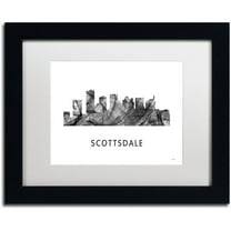 Trademark Fine Art 'Scottsdale Arizona Skyline WB-BW' Canvas Art by Marlene Watson, White Matte, Black Frame