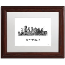 Trademark Fine Art 'Scottsdale Arizona Skyline WB-BW' Canvas Art by Marlene Watson, White Matte, Wood Frame
