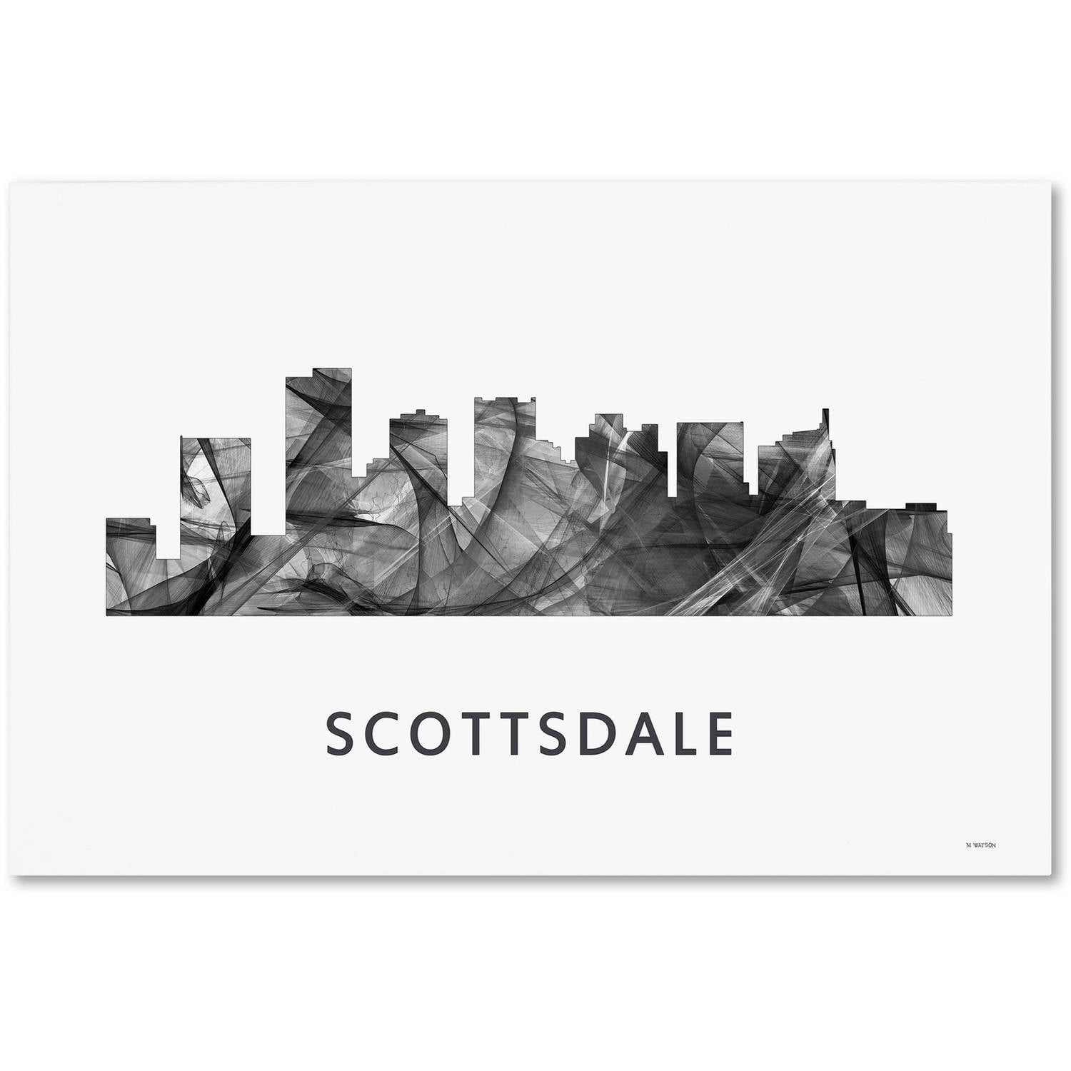 Trademark Fine Art 'Scottsdale Arizona Skyline WB-BW' Canvas Art by Marlene Watson