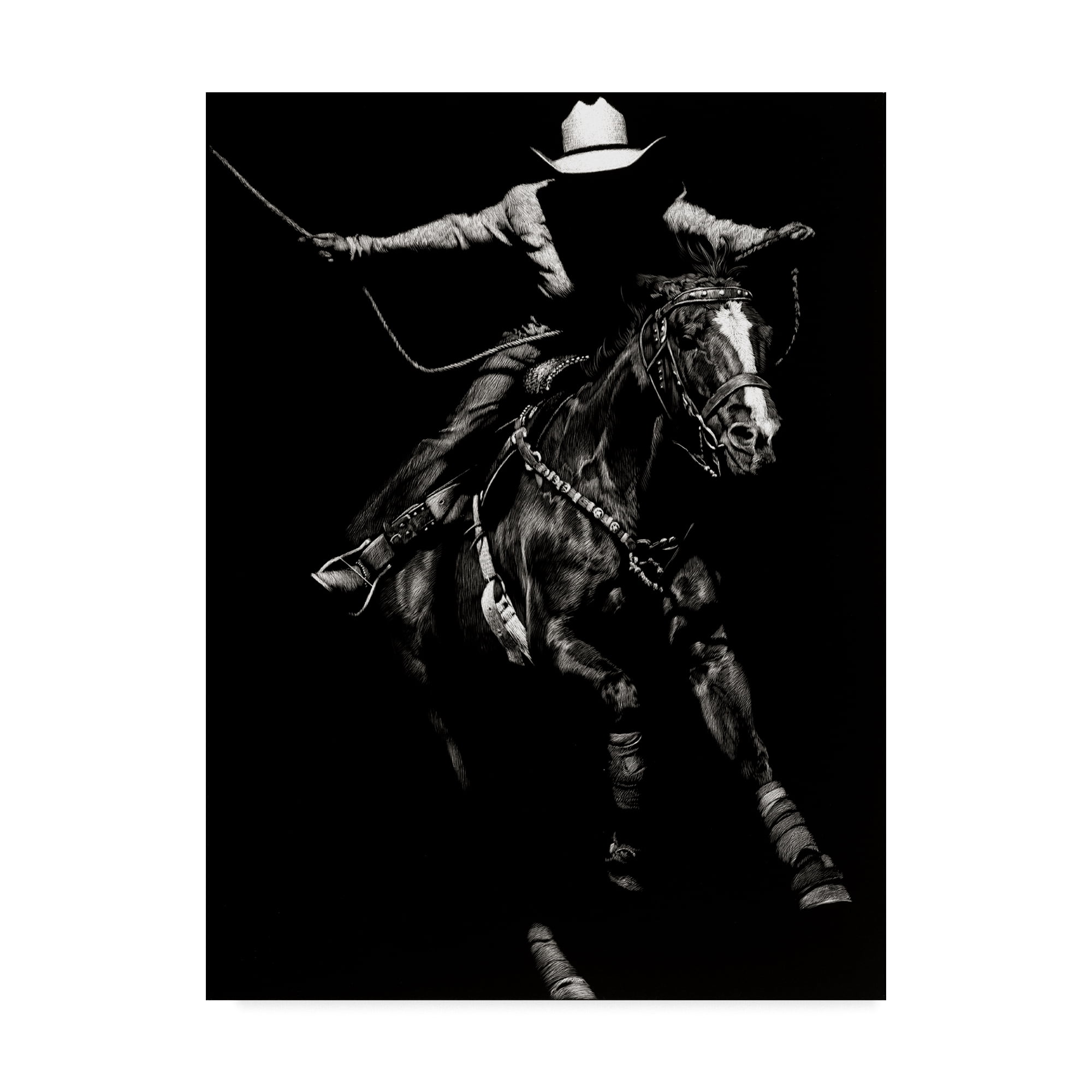 Trademark Fine Art 'Scratchboard Rodeo III' Canvas Art by Julie T. Chapman