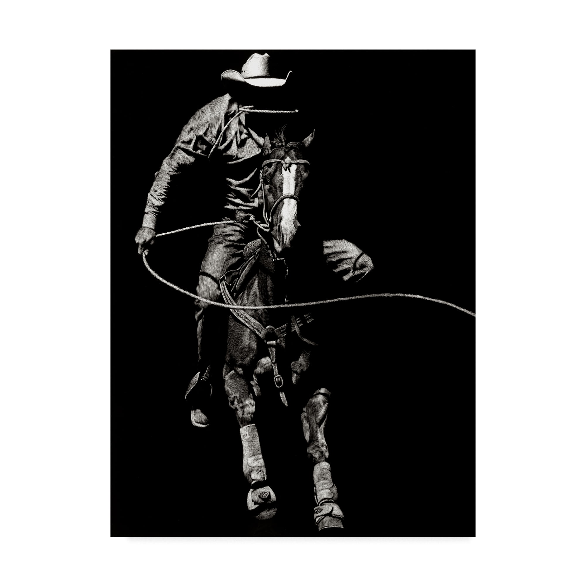 Trademark Fine Art 'Scratchboard Rodeo VIII' Canvas Art by Julie T. Chapman
