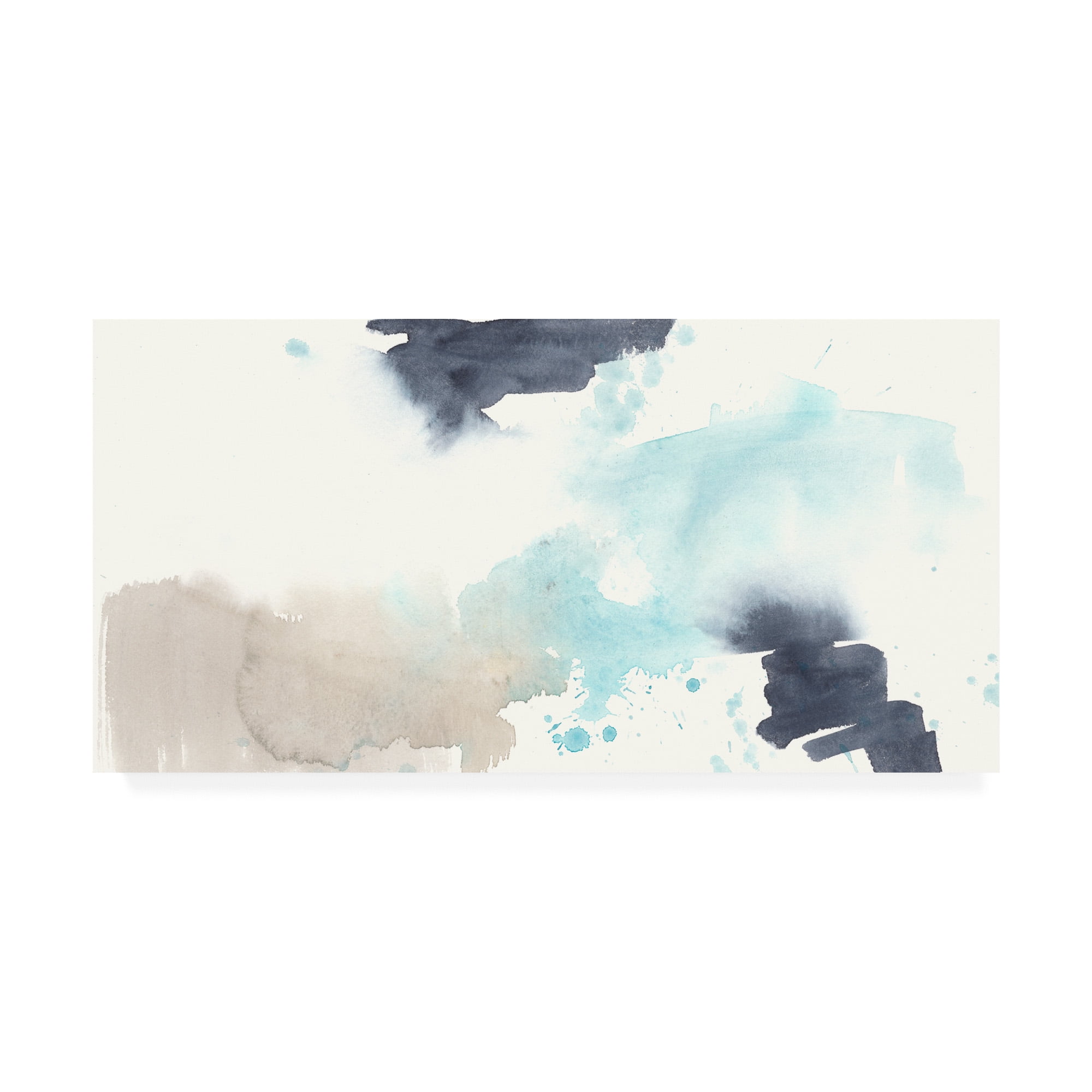 Sea Bloom Abstract Blue and Beige Canvas Art 12 x 24