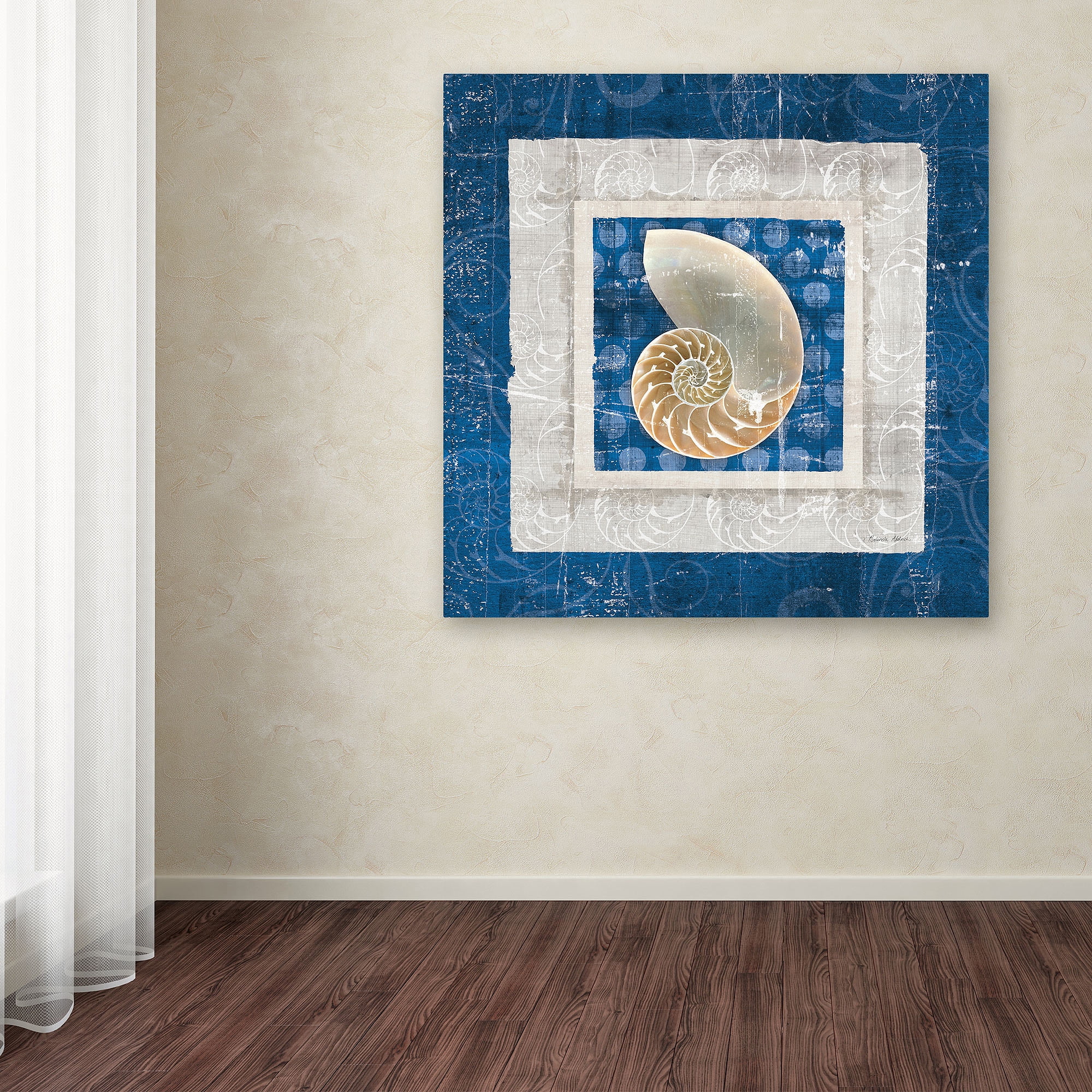 Blue and White Nautical Sea Shell Canvas Art
