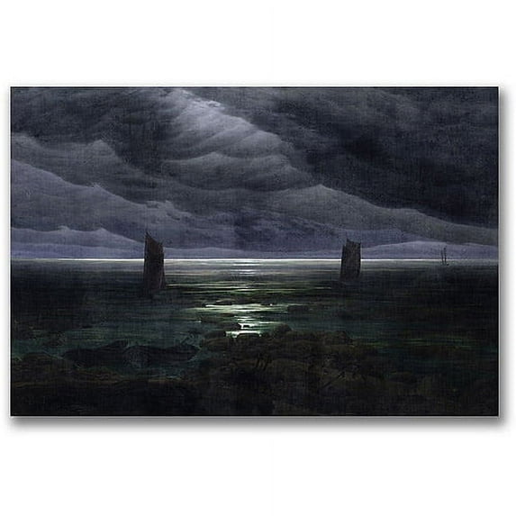 Trademark Fine Art "Sea Shore In Moonlight" Canvas Wall Art by Caspar Friedrich