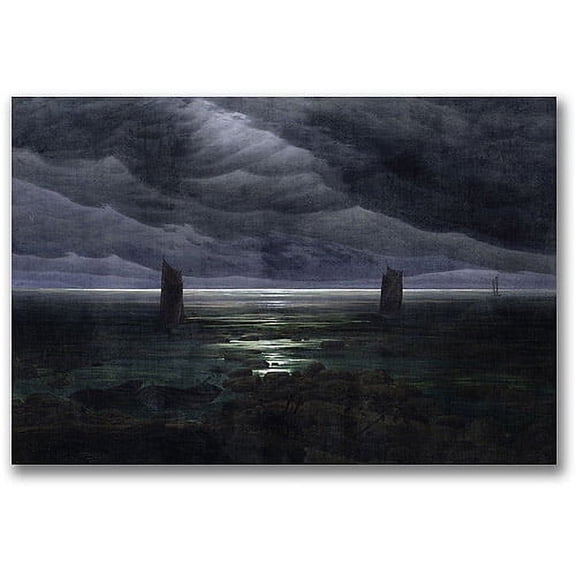 Trademark Fine Art "Sea Shore In Moonlight" Canvas Wall Art by Caspar Friedrich