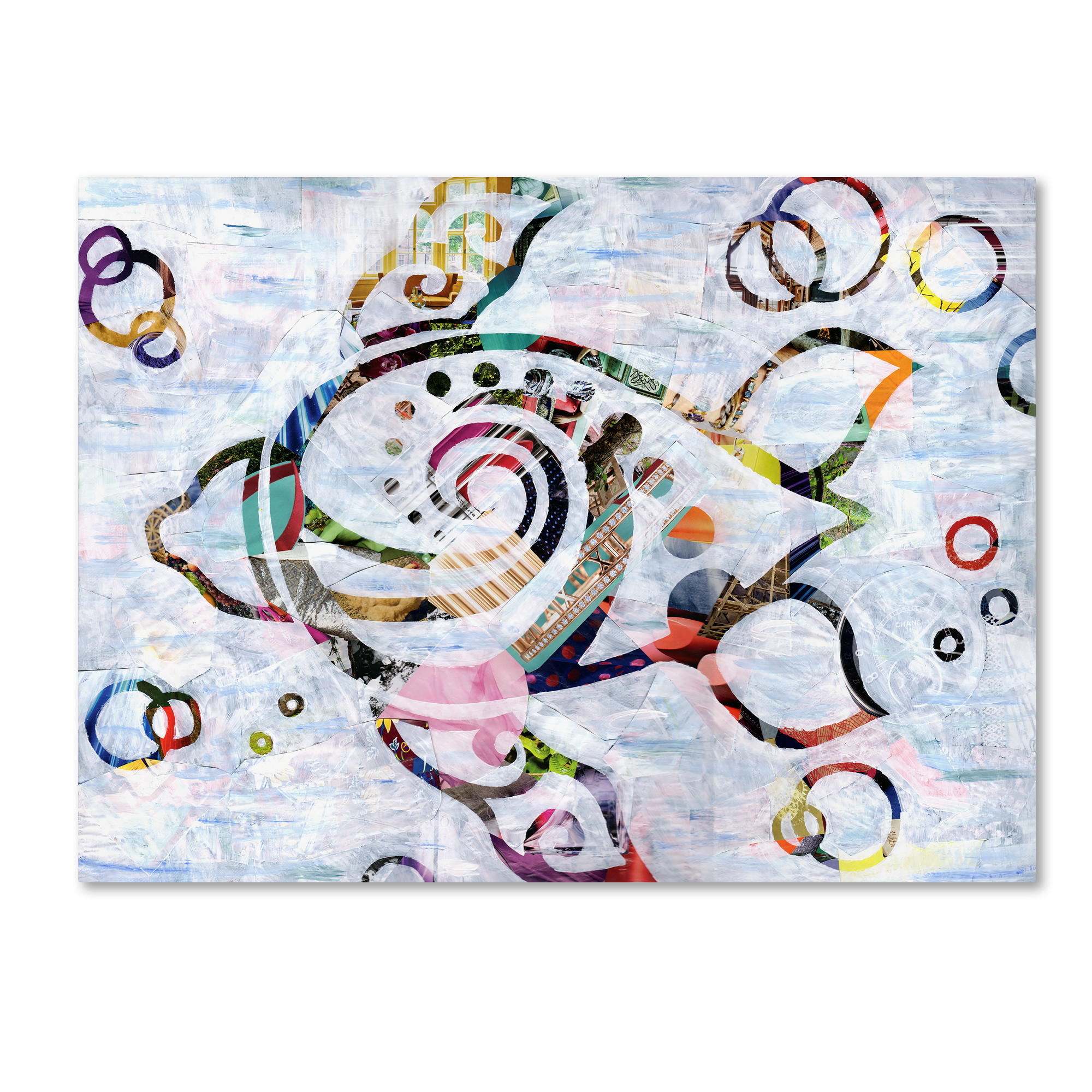 Sea Turtle Swimming on White Background Canvas Art