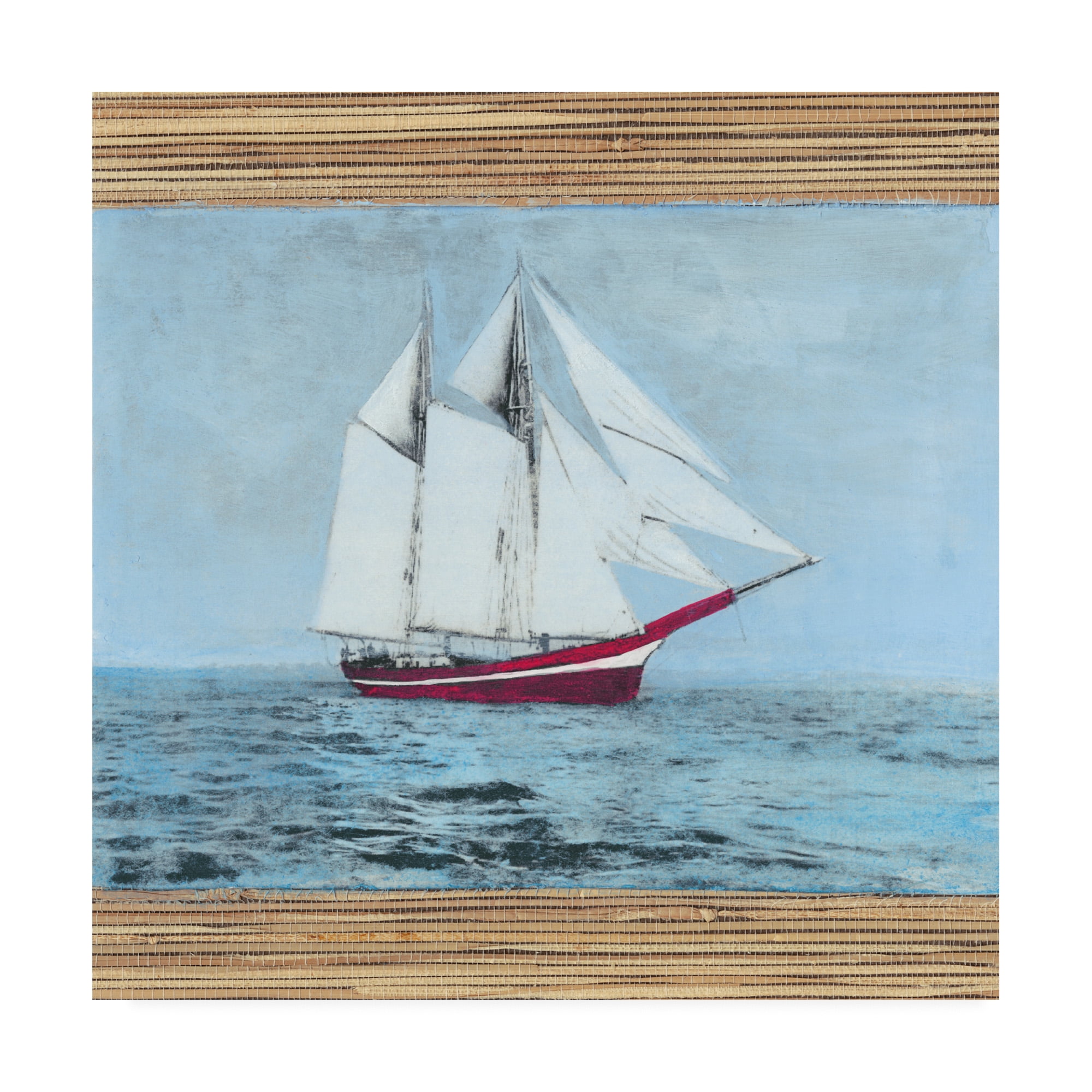 Seagrass Nautical Canvas Art with Sailboat