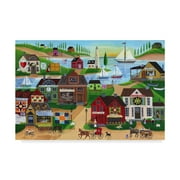 Trademark Fine Art 'Seaside Village With Wooden Toy Maker Sail Boats' Canvas Art by Cheryl Bartley