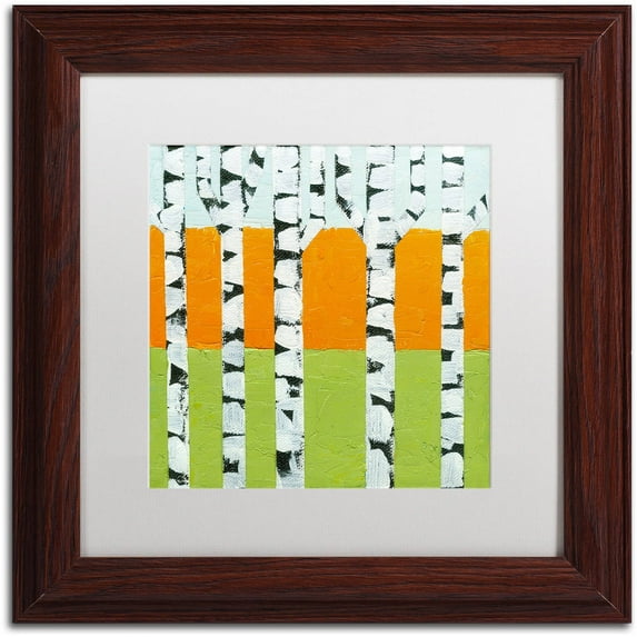 Trademark Fine Art "Seasonal Birches - Spring" Canvas Art by Michelle Calkins, White Matte, Wood Frame