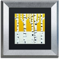 Trademark Fine Art "Seasonal Birches - Winter" Canvas Art by Michelle Calkins, Black Matte, Silver Frame