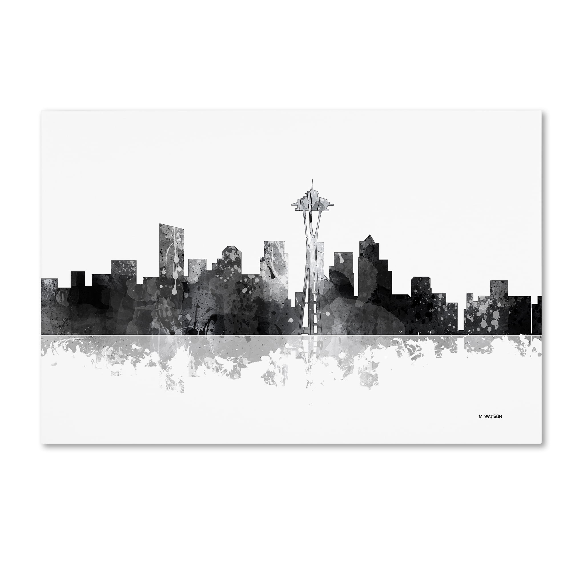 Trademark Fine Art "Seattle Washington Skyline BG-1" Canvas Art by Marlene Watson