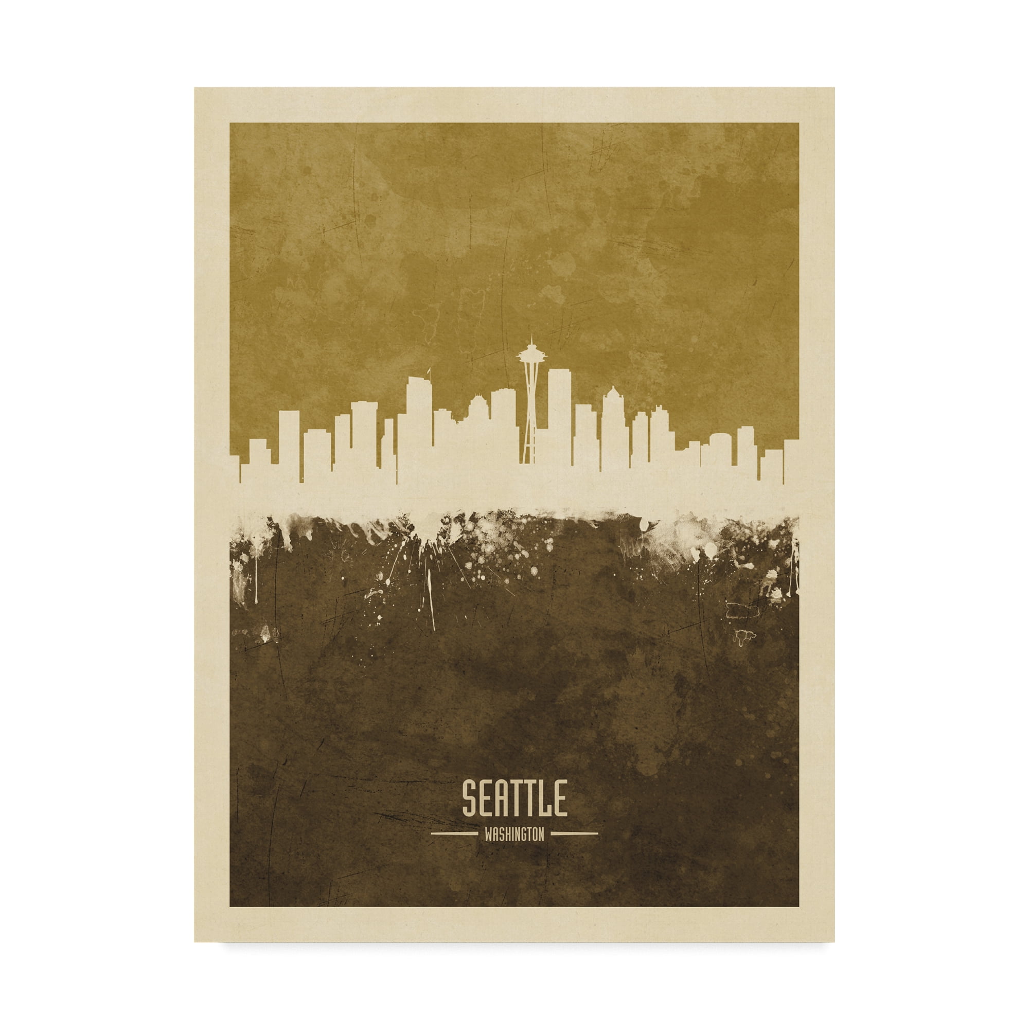 Trademark Fine Art 'Seattle Washington Skyline Brown' Canvas Art by Michael Tompsett
