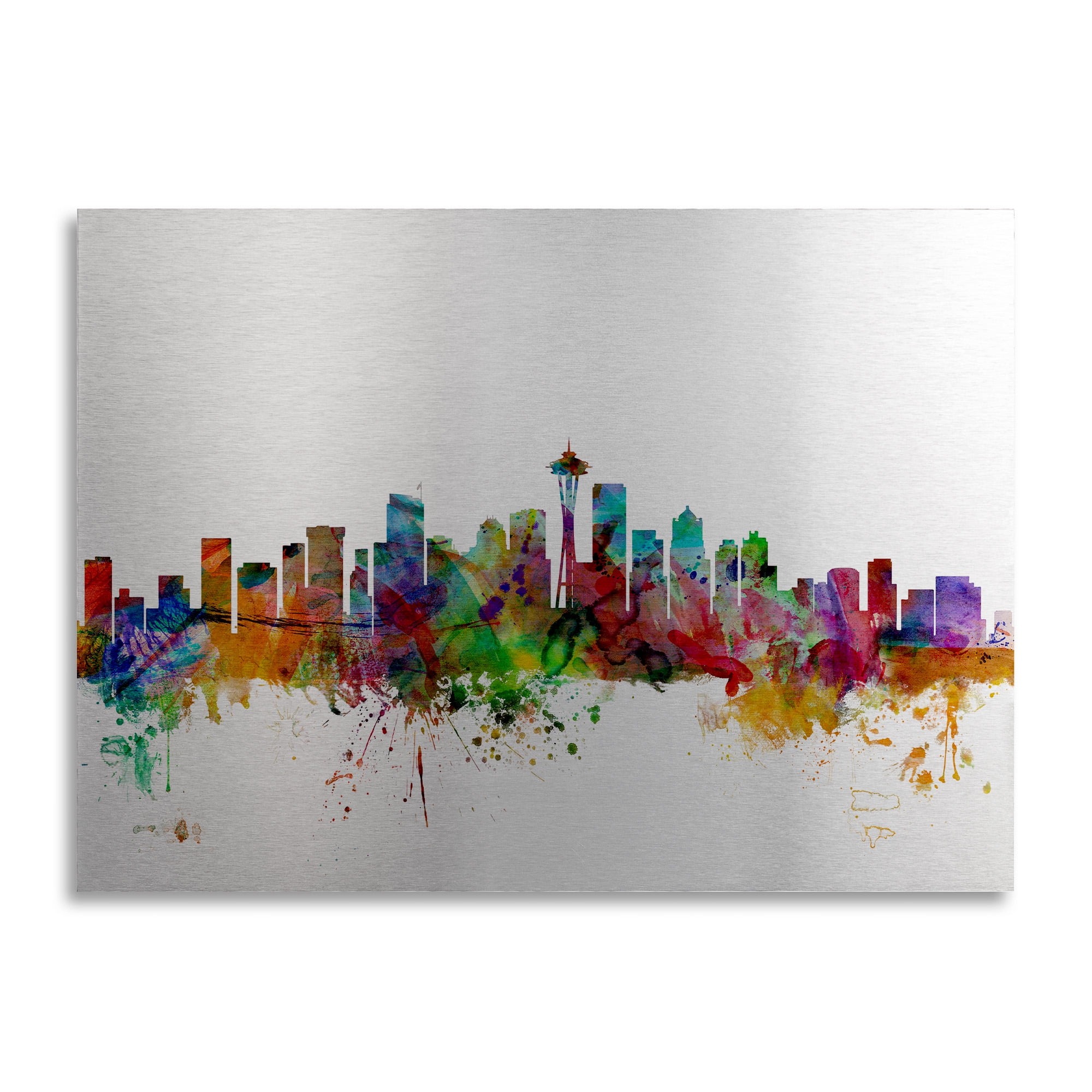 Trademark Fine Art 'Seattle Washington Skyline' Brushed Aluminum Wall Art Art by Michael Tompsett