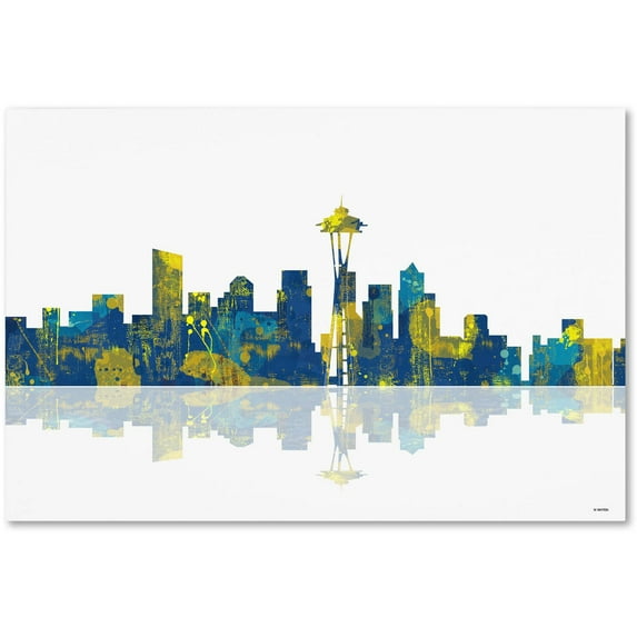 Trademark Fine Art "Seattle Washington Skyline" Canvas Art by Marlene Watson