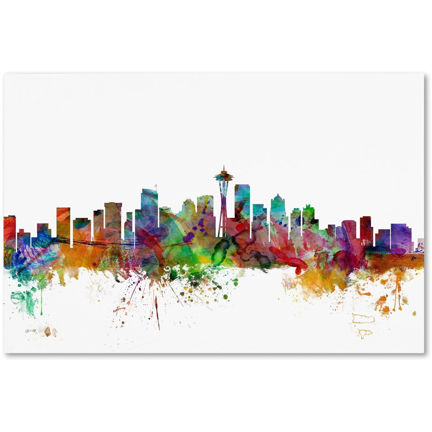 Colorful Seattle Skyline Canvas Print for Kids Room