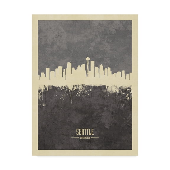 Trademark Fine Art 'Seattle Washington Skyline Gray' Canvas Art by Michael Tompsett