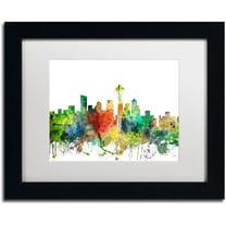 Trademark Fine Art "Seattle Washington Skyline SP" Canvas Art by Marlene Watson, White Matte, Black Frame