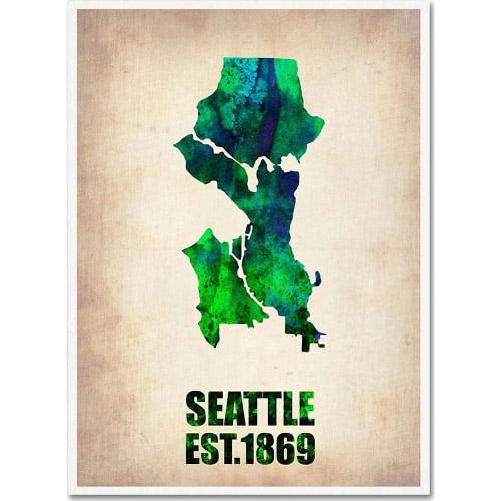 Trademark Fine Art "Seattle Watercolor Map" Canvas Art by Naxart