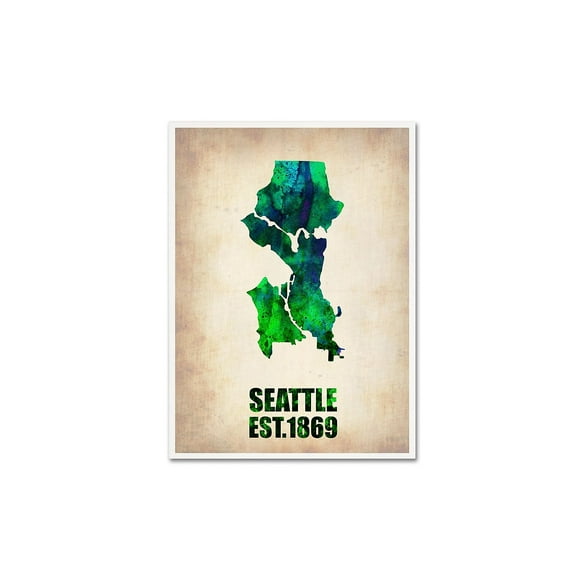 Trademark Fine Art "Seattle Watercolor Map" Canvas Art by Naxart