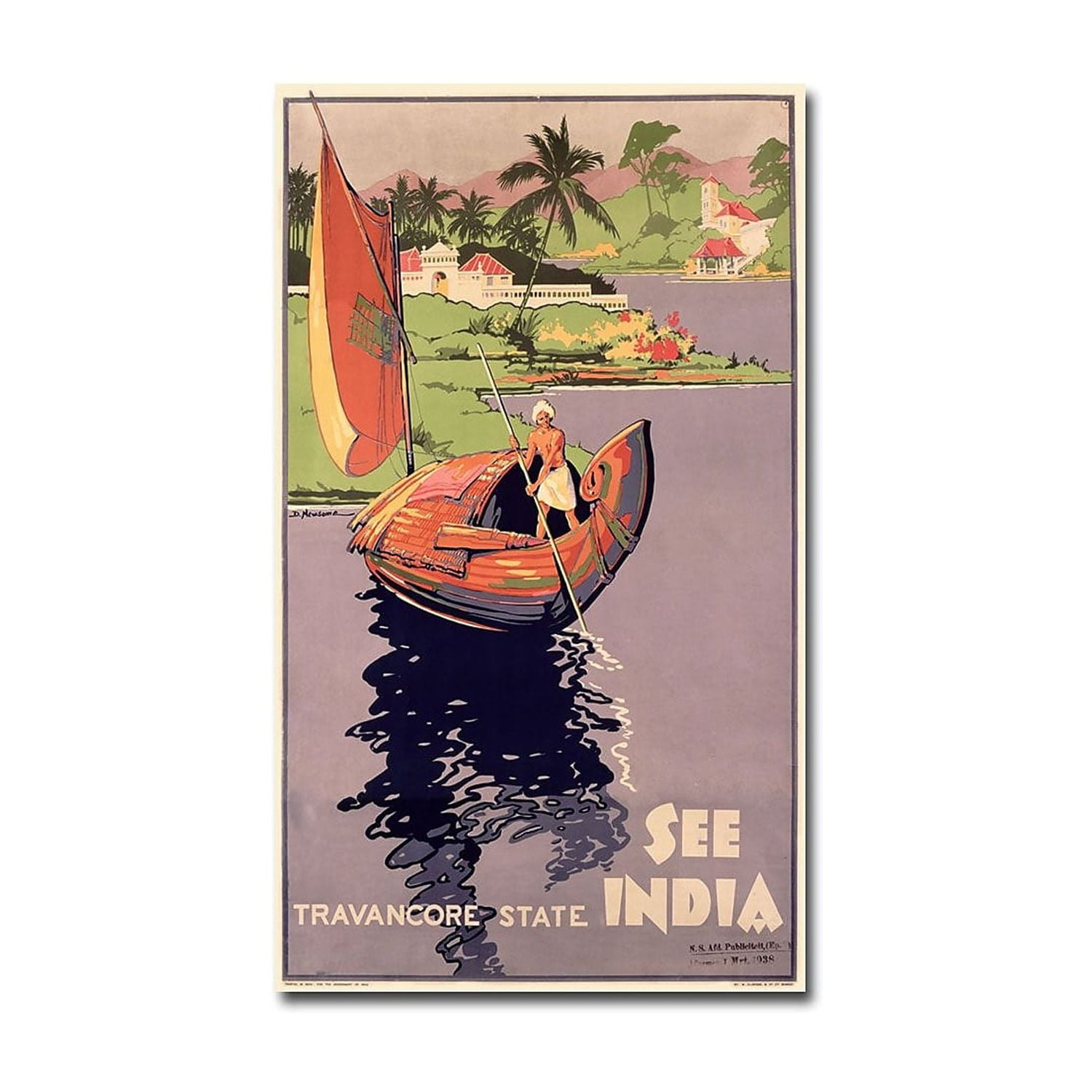 Vintage 'See India' Canvas Art in Purple and Orange