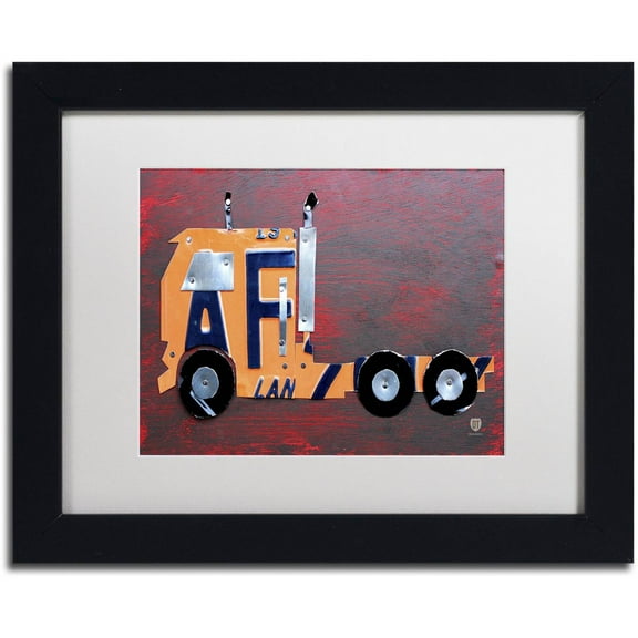 Trademark Fine Art 'Semi Truck' Canvas Art by Design Turnpike, White Matte, Black Frame