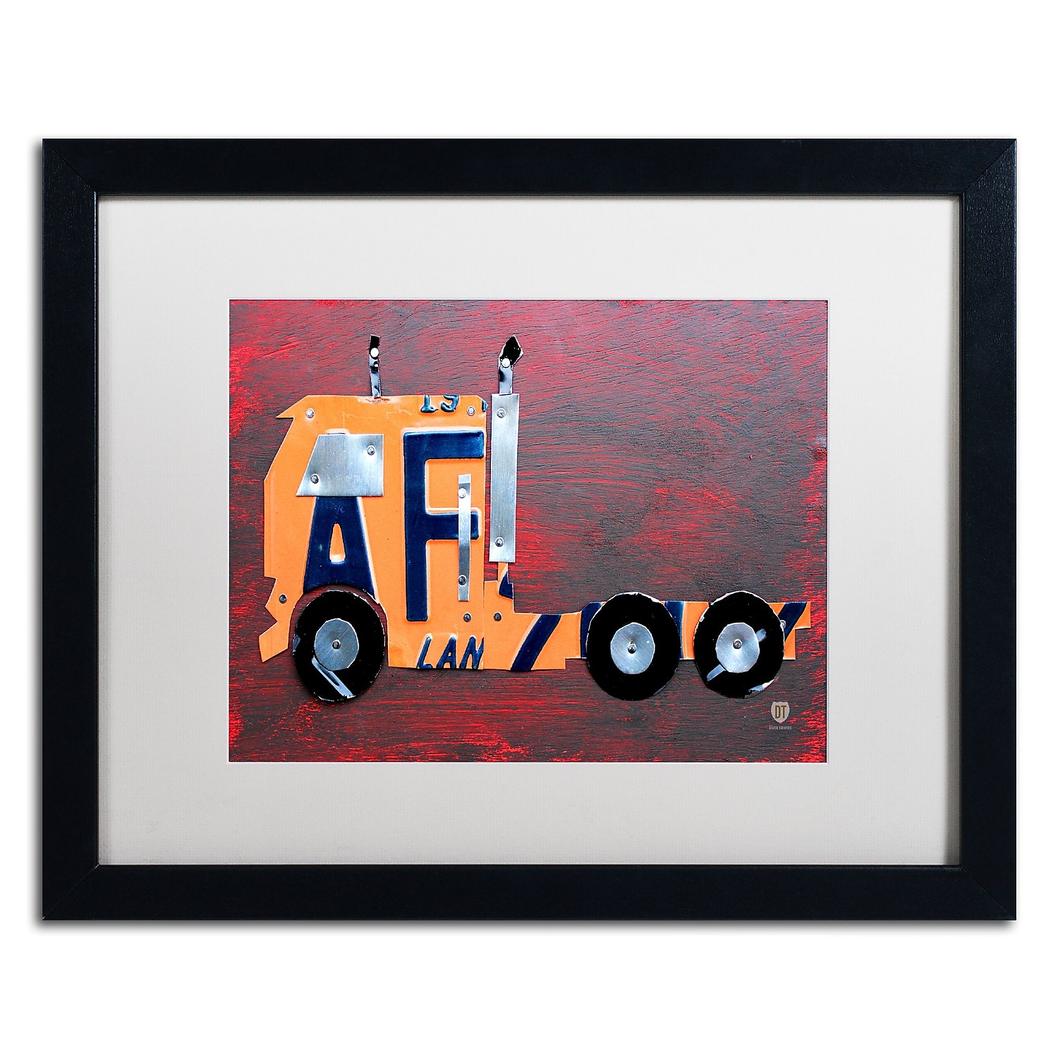 Trademark Fine Art 'Semi Truck' Canvas Art by Design Turnpike, White Matte, Black Frame