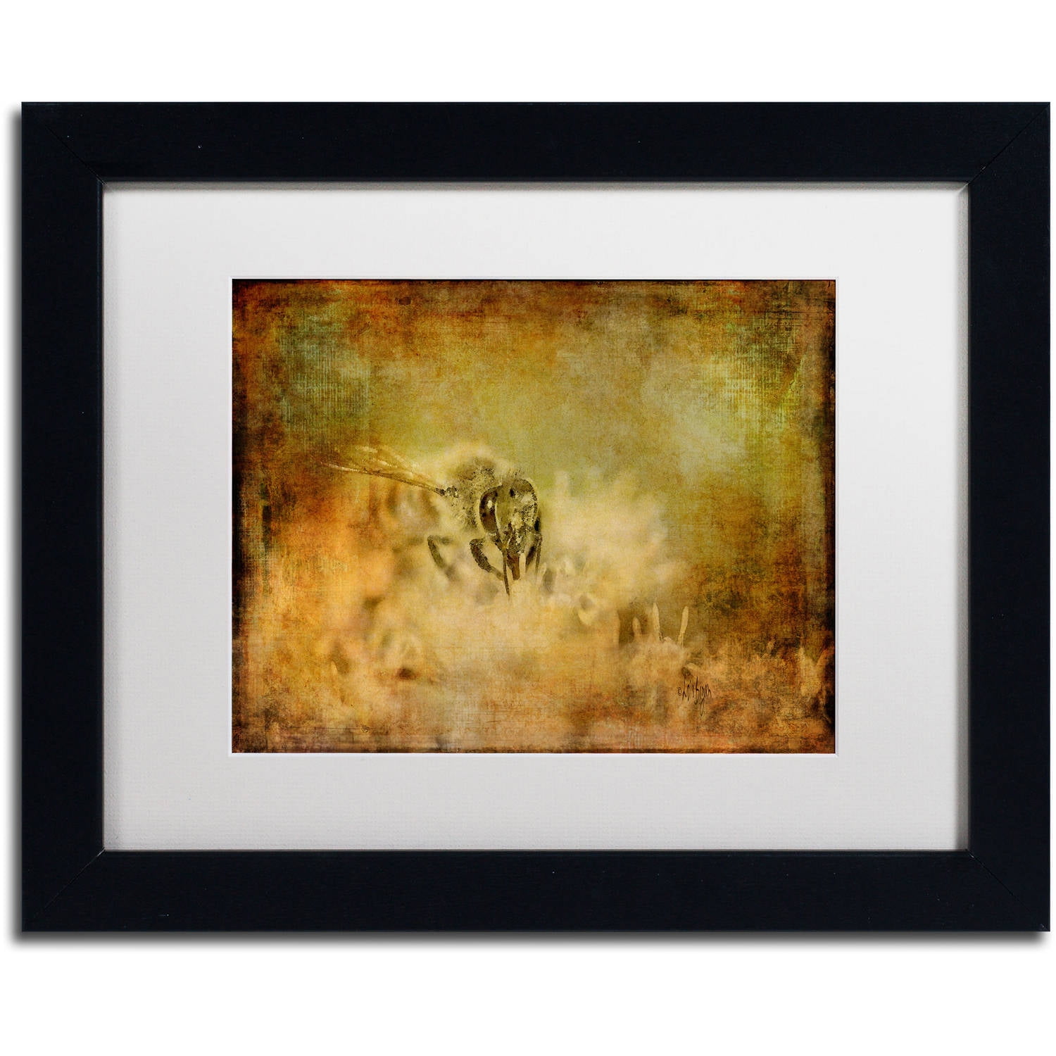 Abstract Bee Canvas Print with Black Frame and White Matte