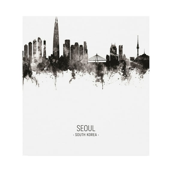 Trademark Fine Art 'Seoul Skyline South Korea Portrait II' Canvas Art by Michael Tompsett