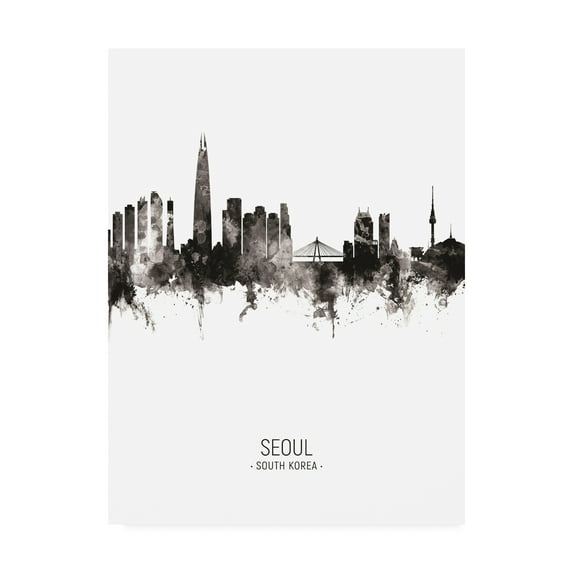 Trademark Fine Art 'Seoul Skyline South Korea Portrait II' Canvas Art by Michael Tompsett