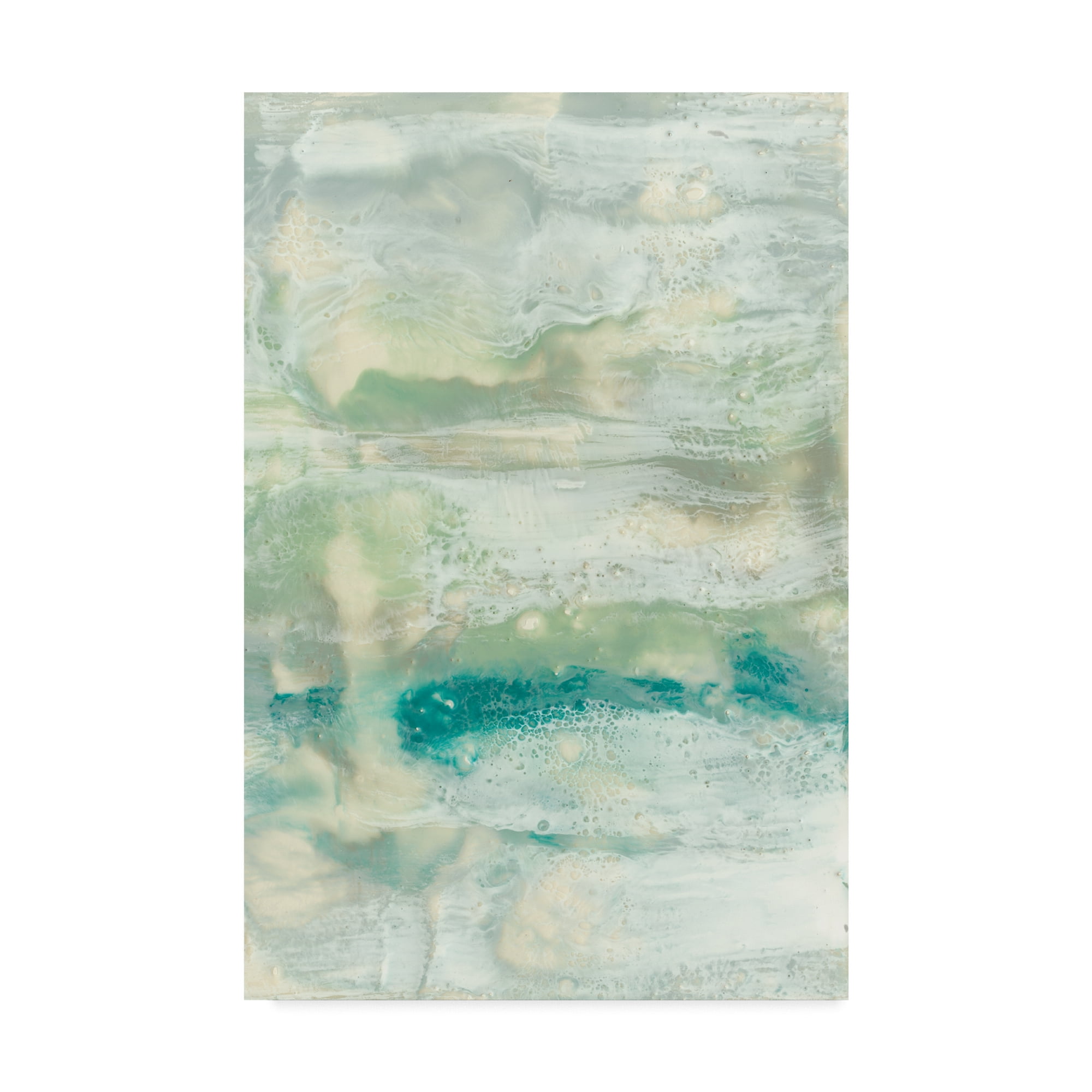 Serene Seafoam Abstract Canvas Painting in Green and Blue