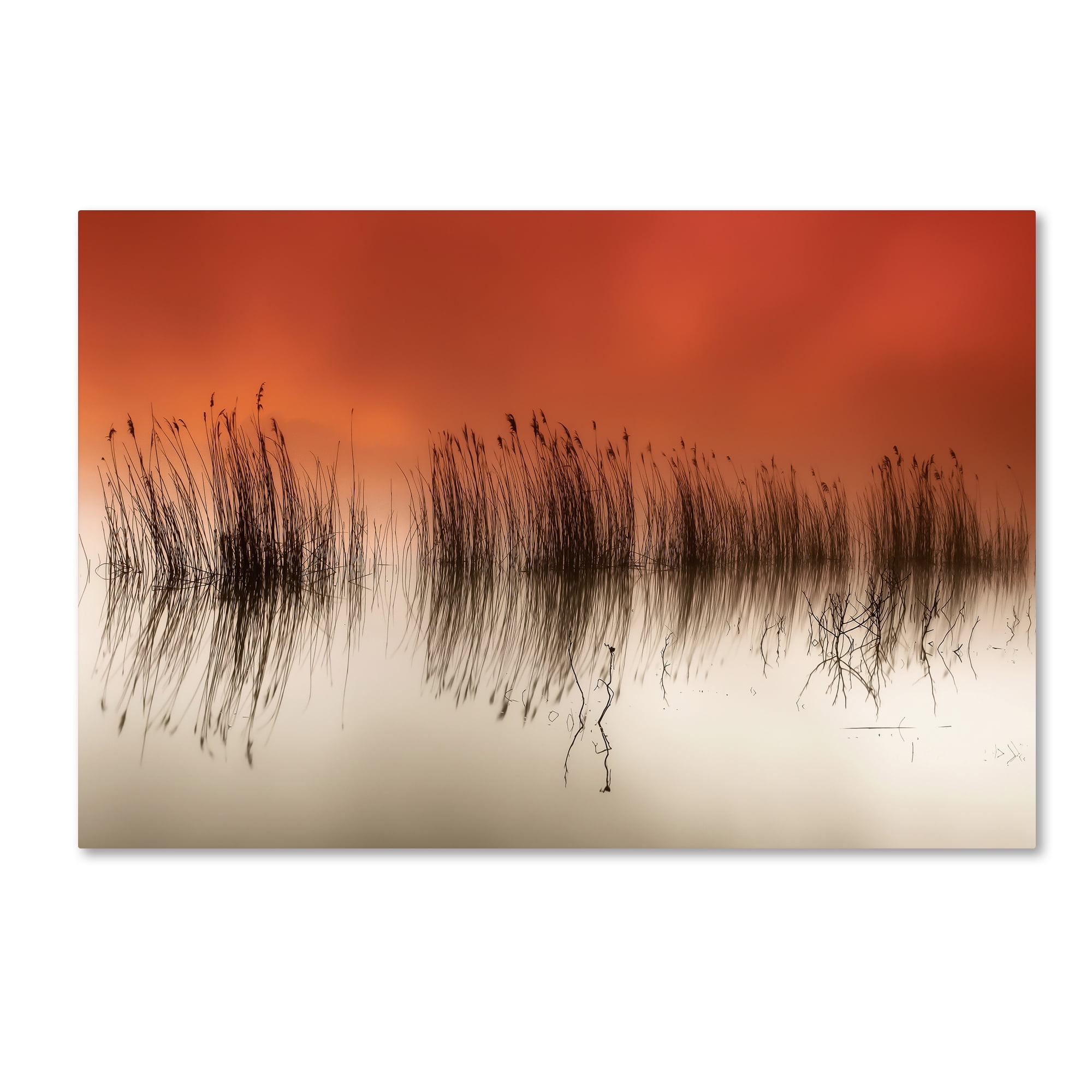 Serenity Red and Beige Landscape Framed Canvas Art