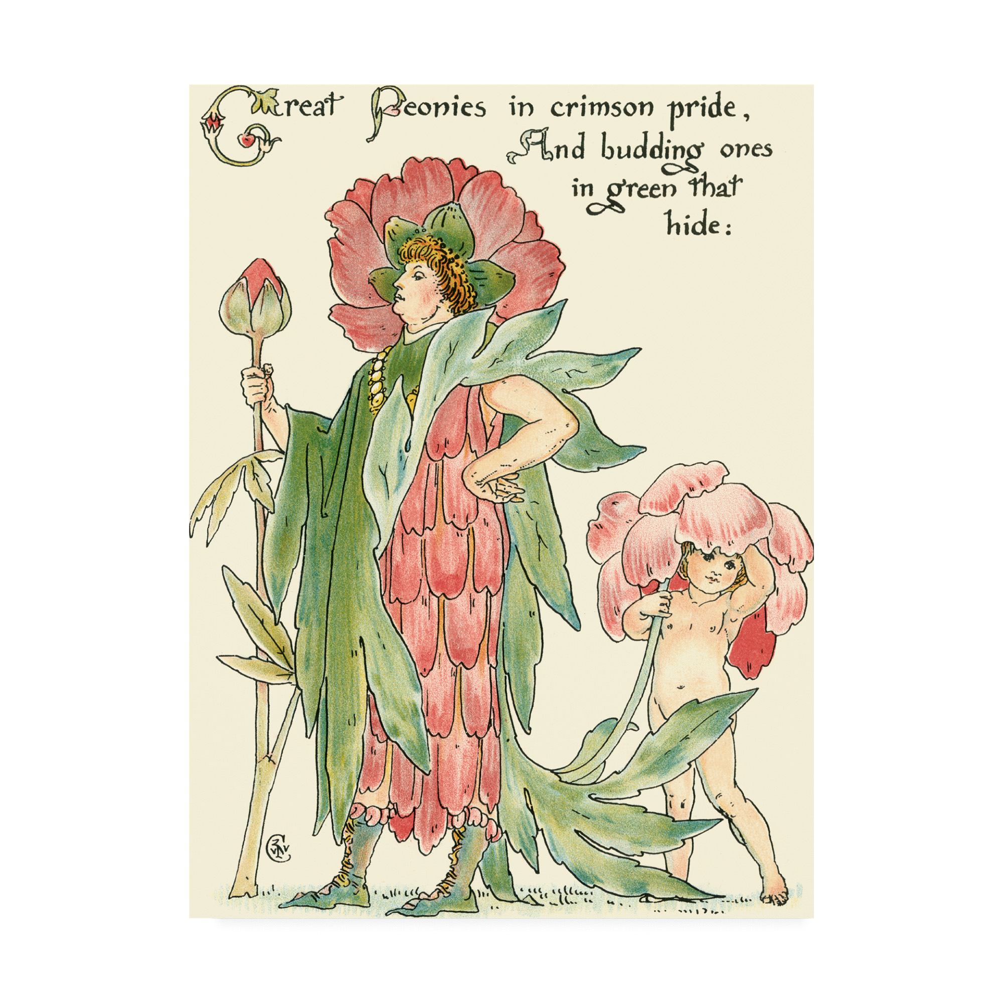 Trademark Fine Art 'Shakespeares Garden V (Peony)' Canvas Art by Walter Crane