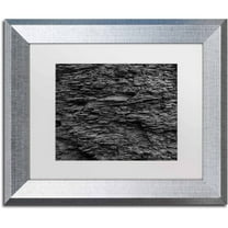 Trademark Fine Art "Shale Abstract in Black and White" Canvas Art by Kurt Shaffer, White Matte, Silver Frame